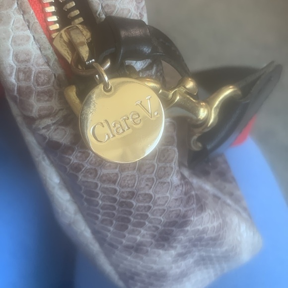 Clare V. Midi Sac Leather Crossbody Bag Authentic in Grey Snakeskin - Picture 6 of 9